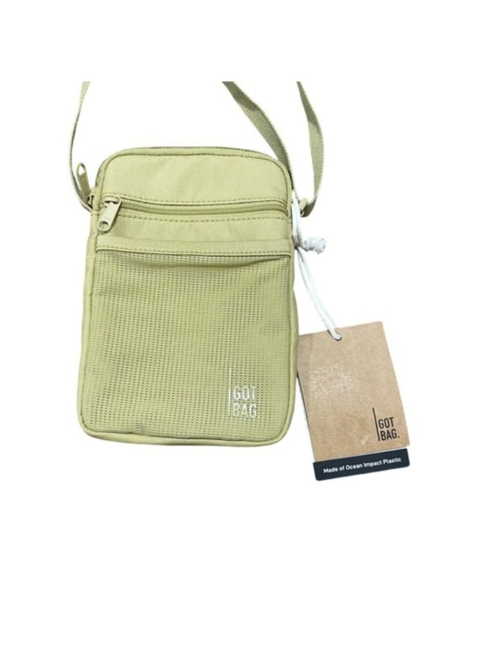 GOT BAG crossbody bag beige mesh zip‎ travel pouch recycled plastic